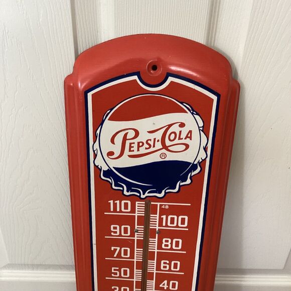 Vintage Pepsi Cola Red Thermometer Metal Sign 27x8 1/4” Soda Advertising READ - Picture 2 of 6